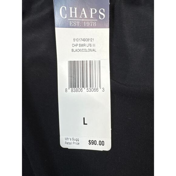 Chaps Ladies Black Stretchy Dress White Trim Summer Business Casual Size Large - Picture 5 of 5